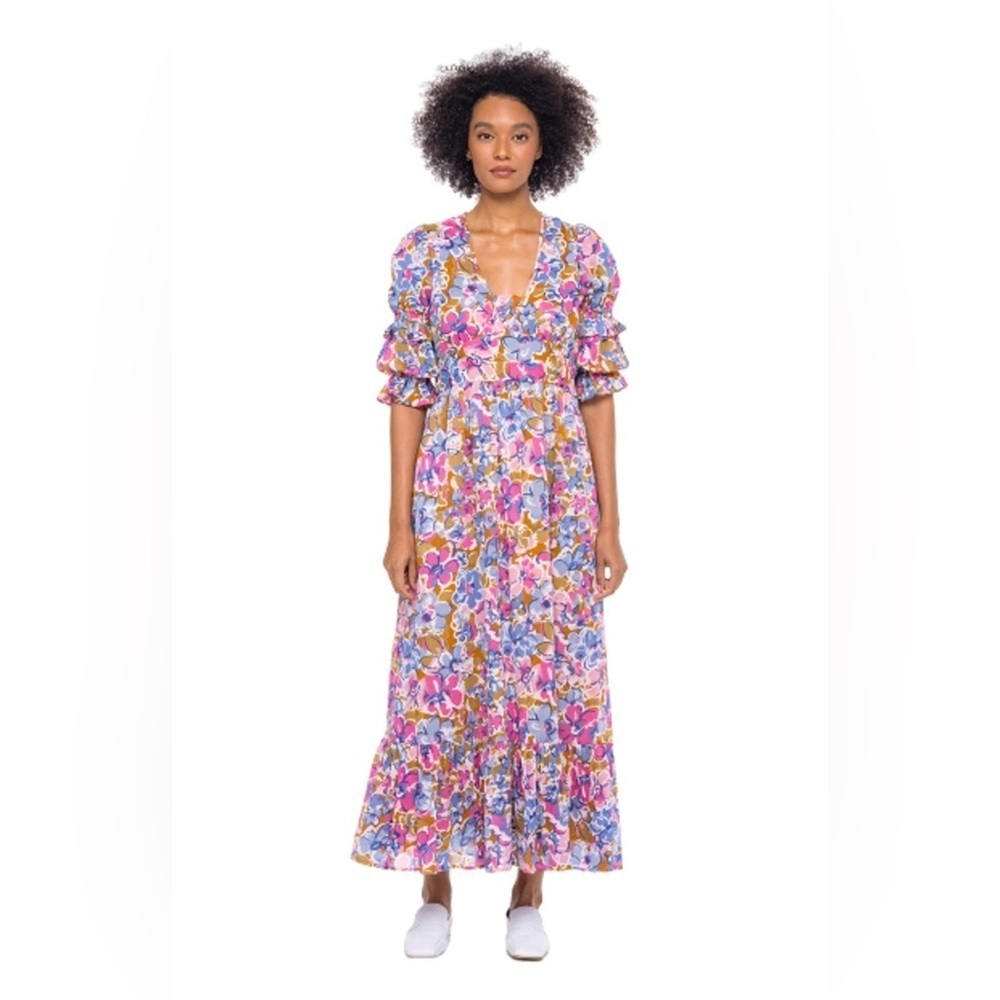 Banjanan S Small Aubree Womens Dress Techni Floral Sudan Print Cotton B1669
